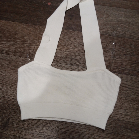 TIC TOC White Halter Crop Top Size S - Picture 2 of 4